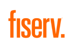 Fiserv logo, featuring company name in distinctive font and stylized graphic element.